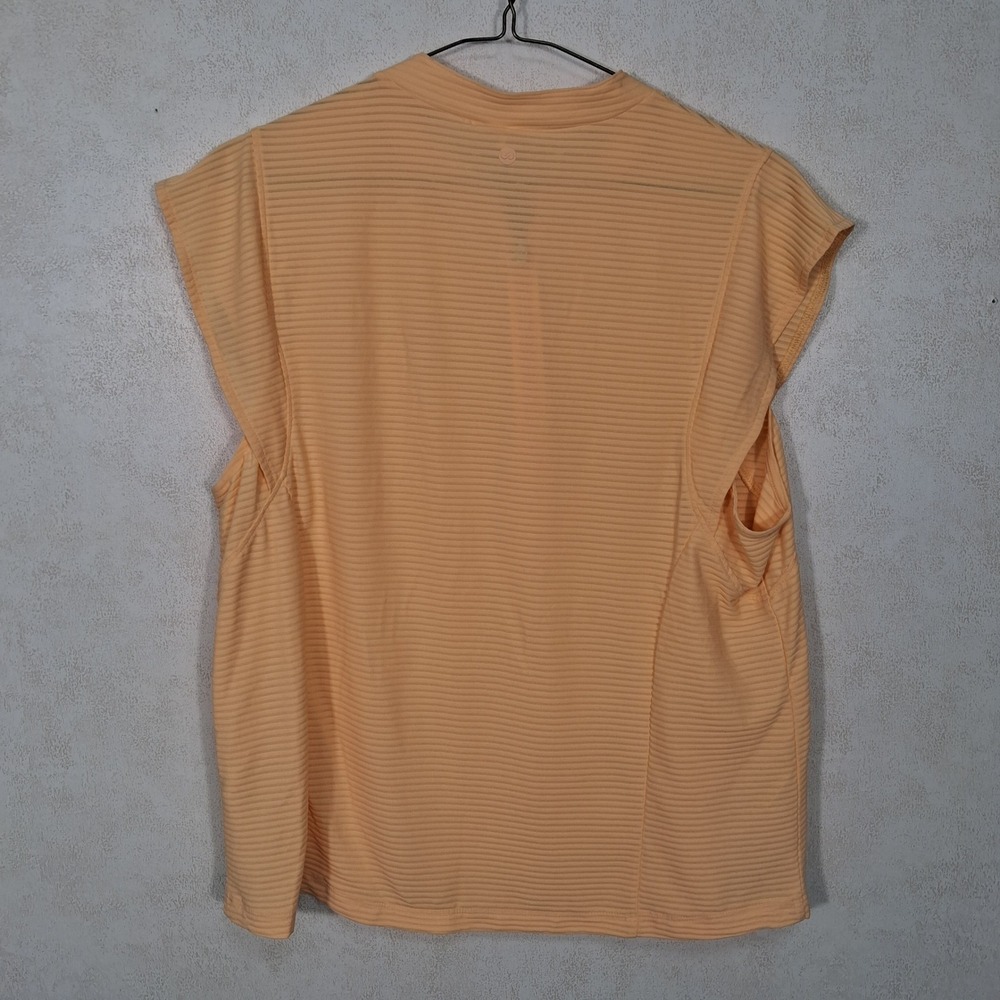 CALIA Renew Cap Sleeve Golf Polo Womens XL Peach Sherbet Ribbed Mock Neck Zip - Picture 2 of 7